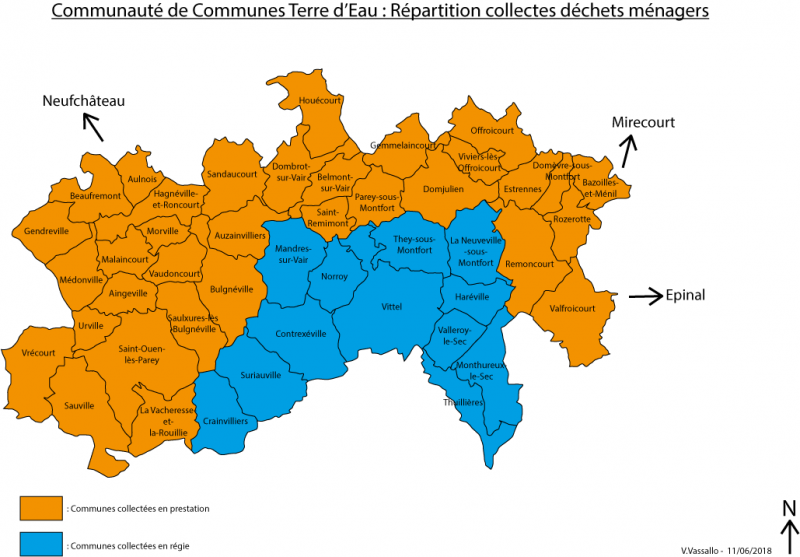 carte CCTE secteurs collecte déchets ménagers