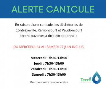 Horaires déchèteries canicule